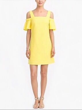 J. Crew Yellow Cold-Shoulder Mini Dress
